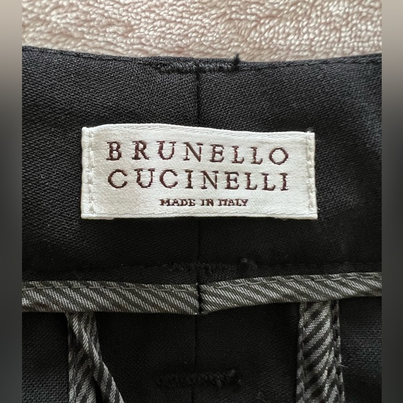 brunello cucinelli cuffed bottom monili trim women's pants trousers, size 4-6 - Picture 11 of 14